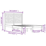Bed Frame without Mattress 135x190 cm Solid Wood - Rear View