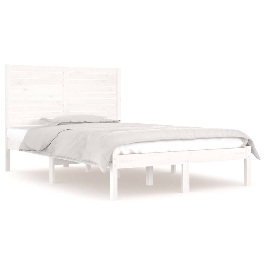 Bed Frame without Mattress White 135x190 cm Solid Wood