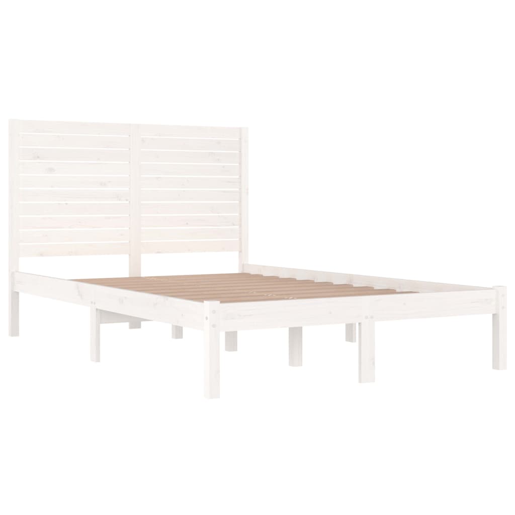 Bed Frame without Mattress White 135x190 cm Solid Wood