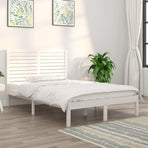 Bed Frame without Mattress White 135x190 cm Solid Wood