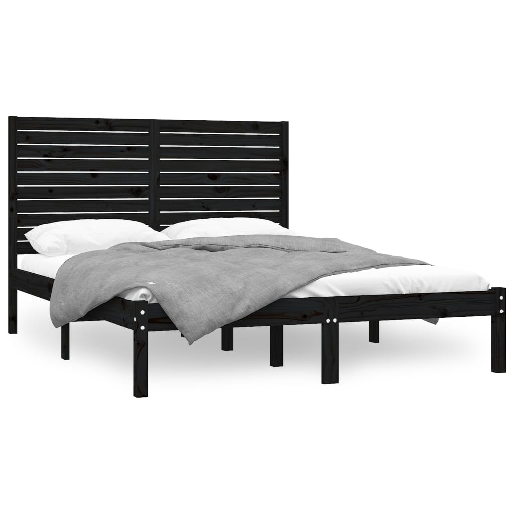 Bed Frame without Mattress Black 150x200 cm Solid Wood