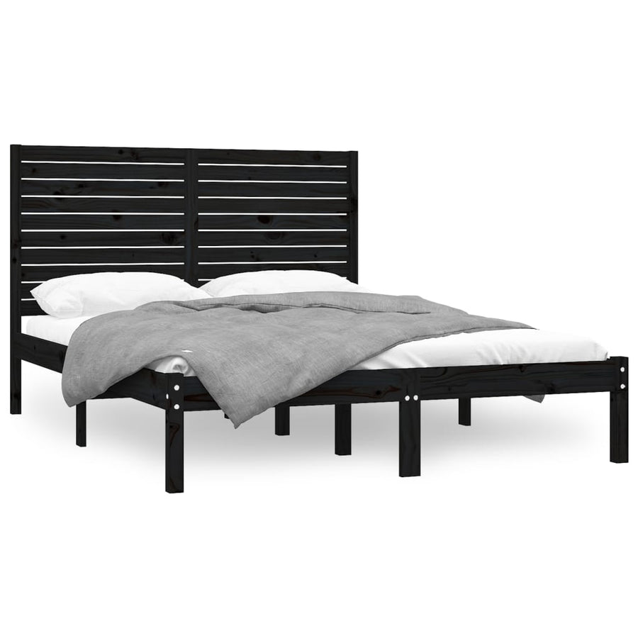 Bed Frame without Mattress Black 150x200 cm Solid Wood