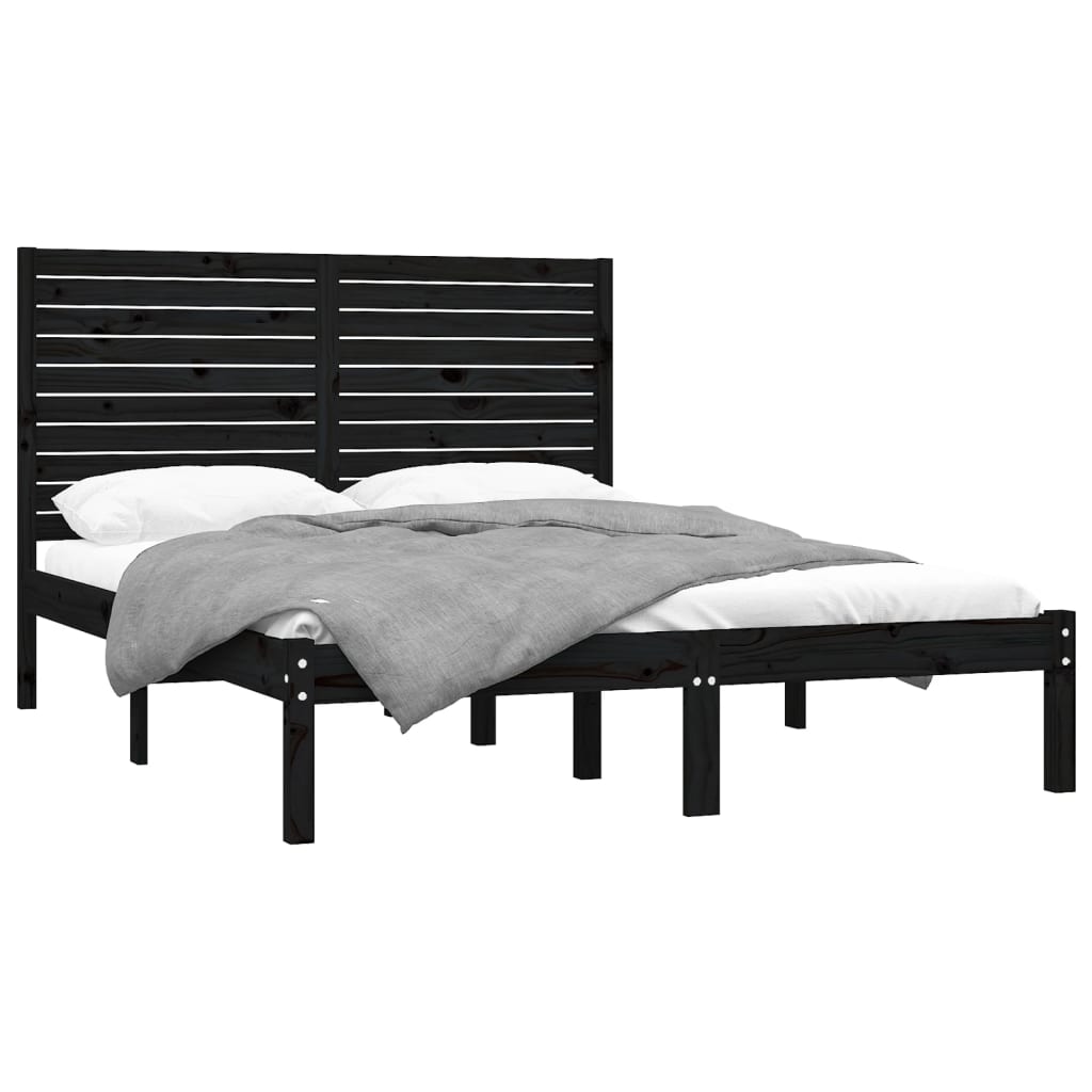 Bed Frame without Mattress Black 150x200 cm Solid Wood