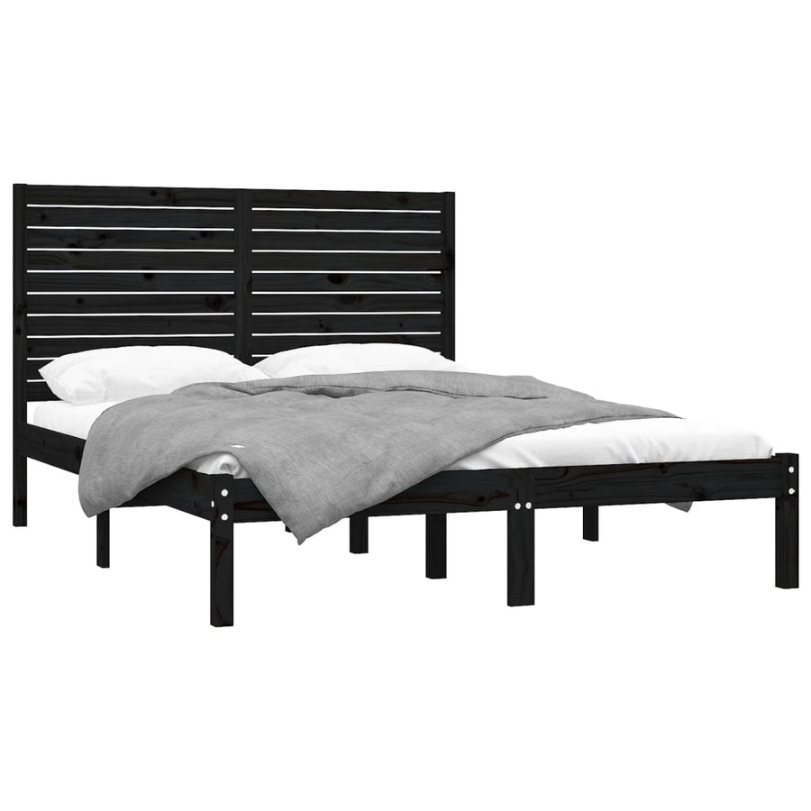 Bed Frame without Mattress Black 150x200 cm Solid Wood