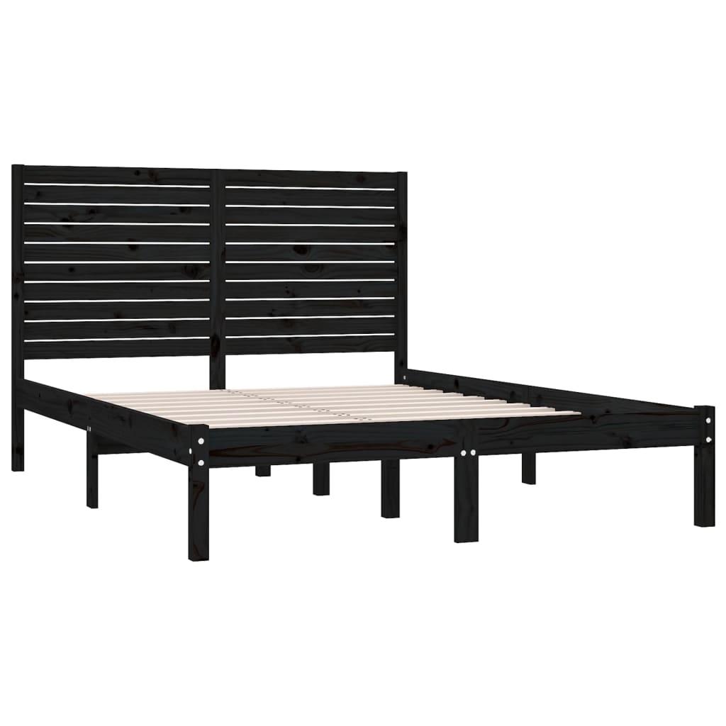 Bed Frame without Mattress Black 150x200 cm Solid Wood