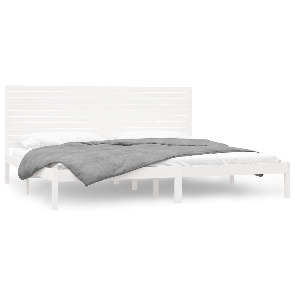 Bed Frame without Mattress White 183x203 cm King Solid Wood