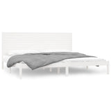 Bed Frame without Mattress White 183x203 cm King Solid Wood - Front View