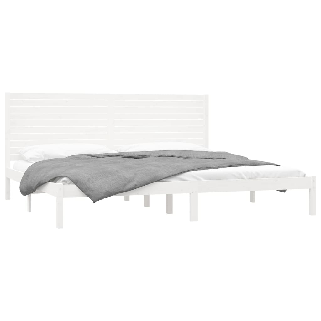 Bed Frame without Mattress White 183x203 cm King Solid Wood