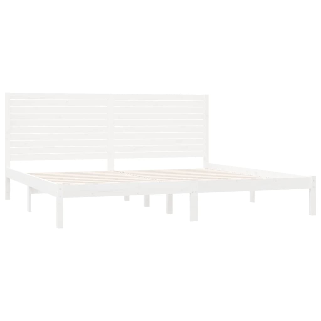 Bed Frame without Mattress White 183x203 cm King Solid Wood