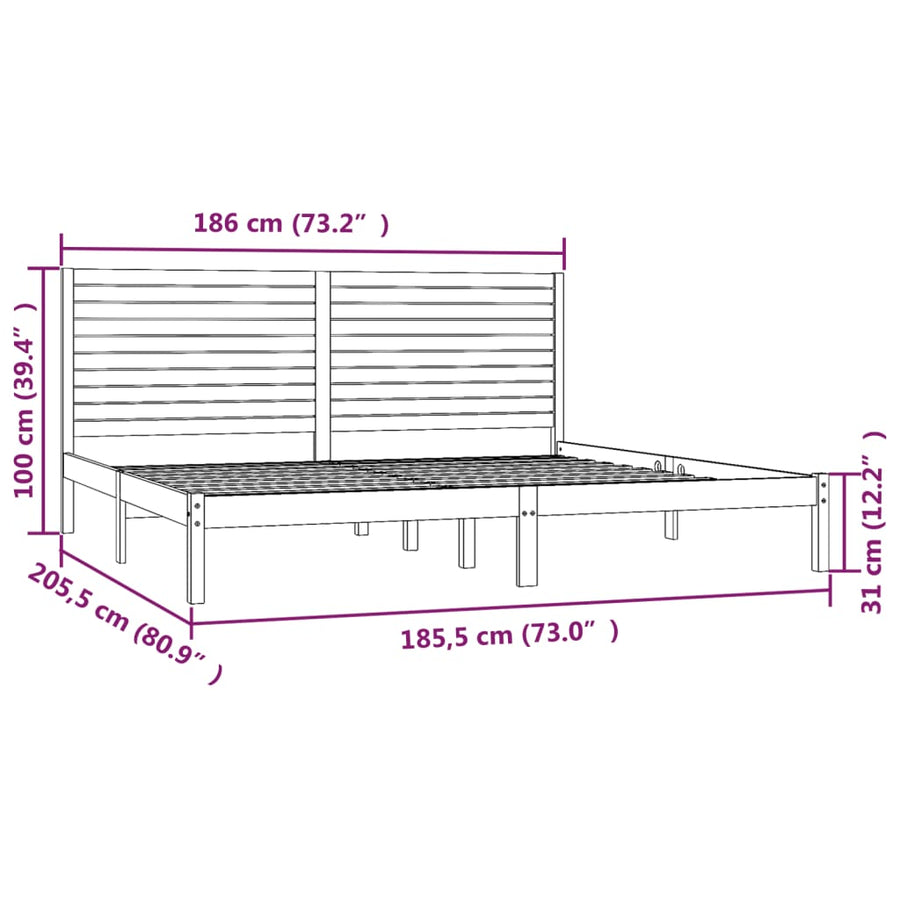 Bed Frame without Mattress White 180x200 cm Solid Wood