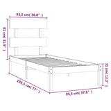 Bed Frame without Mattress 90x190 cm Solid Wood - Rear View