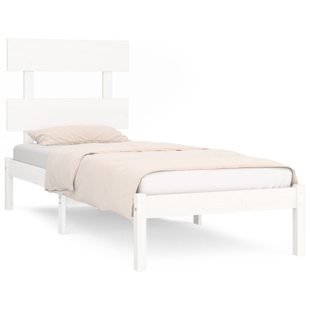 Bed Frame without Mattress White 90x190 cm Solid Wood