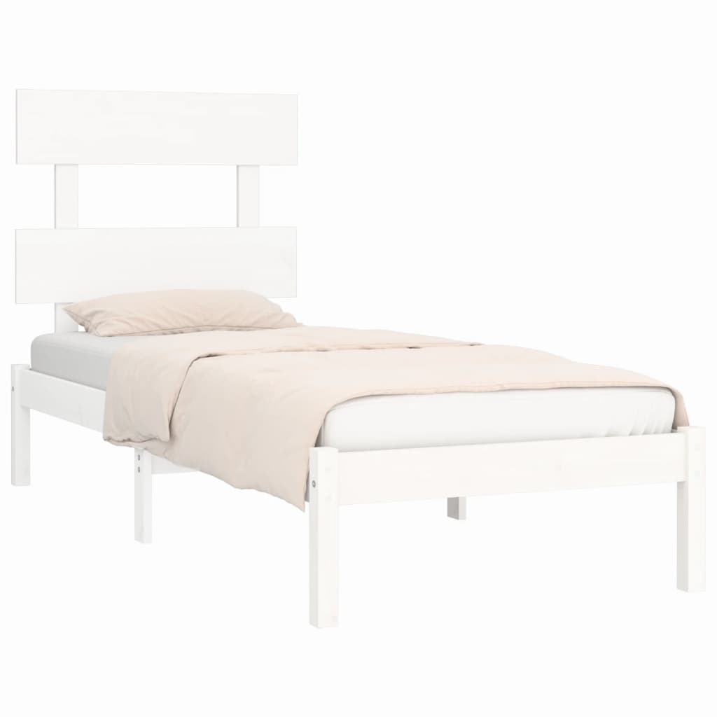 Bed Frame without Mattress White 90x190 cm Solid Wood