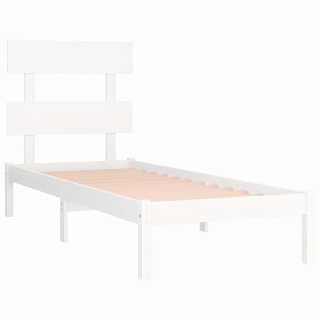Bed Frame without Mattress White 90x190 cm Solid Wood