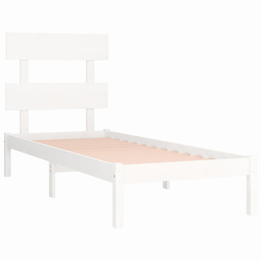 Bed Frame without Mattress White 90x190 cm Solid Wood