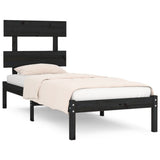 Bed Frame without Mattress Black 90x190 cm Solid Wood - Front View