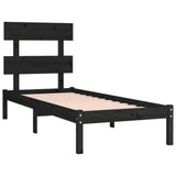 Bed Frame without Mattress Black 90x190 cm Solid Wood
