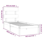 Bed Frame without Mattress Black 90x190 cm Solid Wood