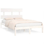 Bed Frame without Mattress White 135x190 cm Solid Wood