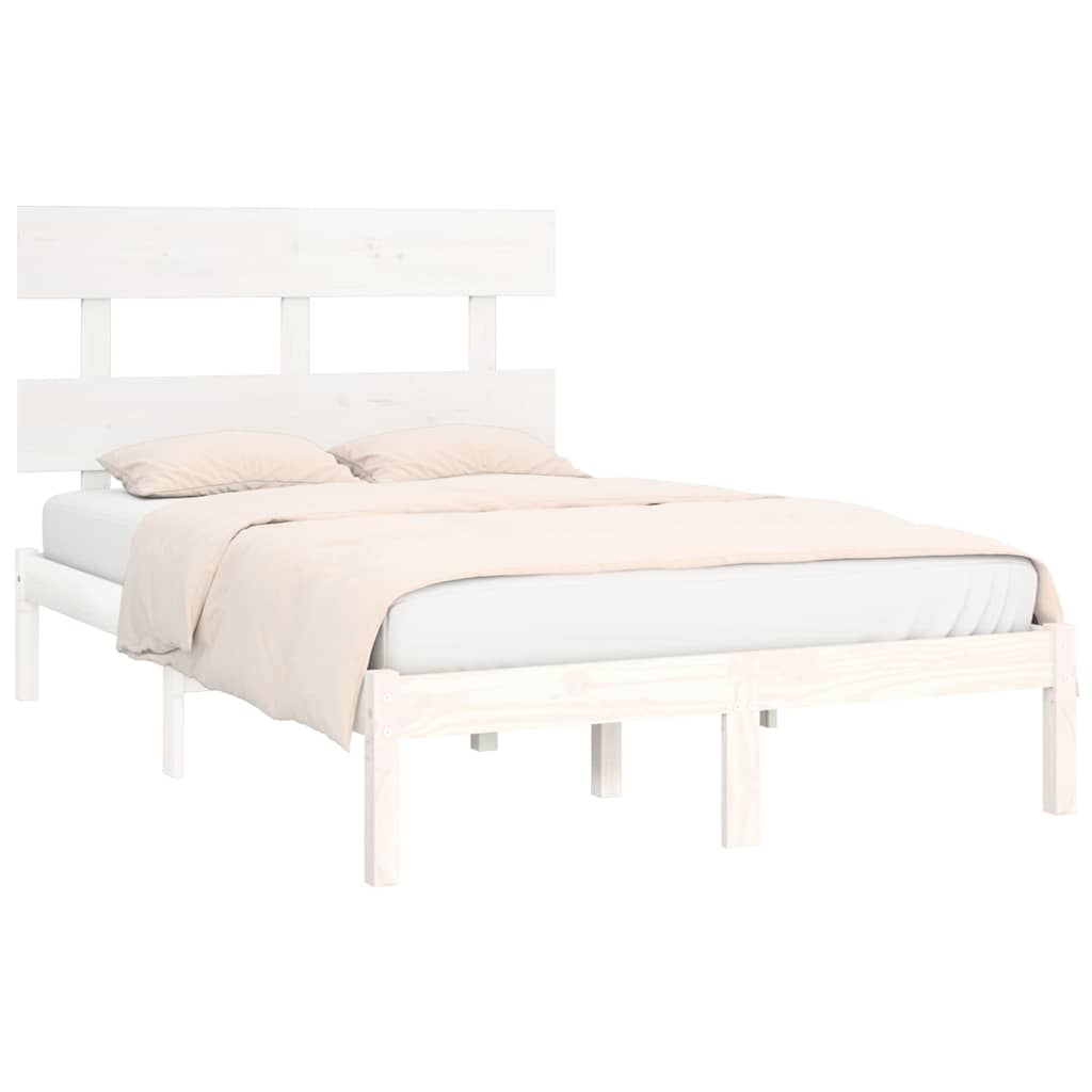 Bed Frame without Mattress White 135x190 cm Solid Wood