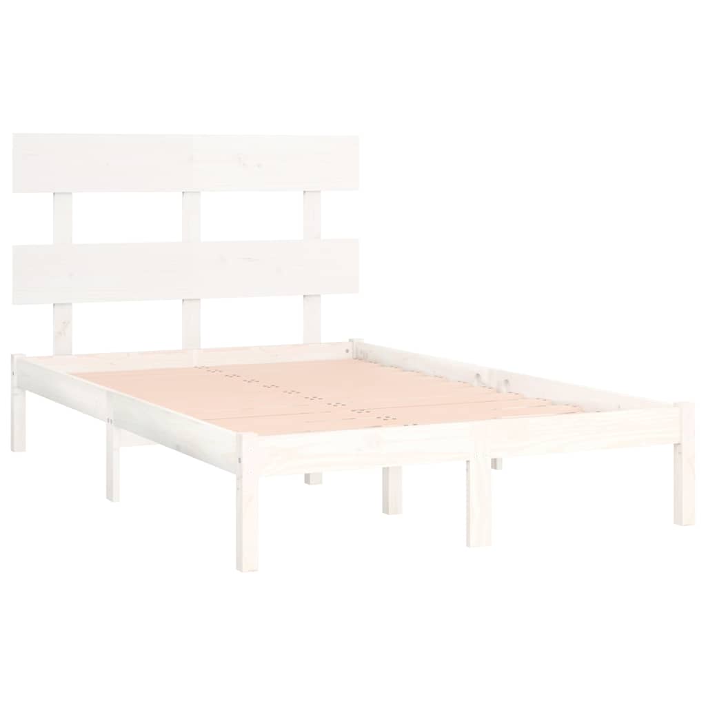 Bed Frame without Mattress White 135x190 cm Solid Wood