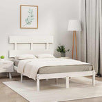 Bed Frame without Mattress White 135x190 cm Solid Wood