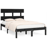 Bed Frame without Mattress Black 150x200 cm Solid Wood - Front View