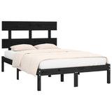 Bed Frame without Mattress Black 150x200 cm Solid Wood - Side View