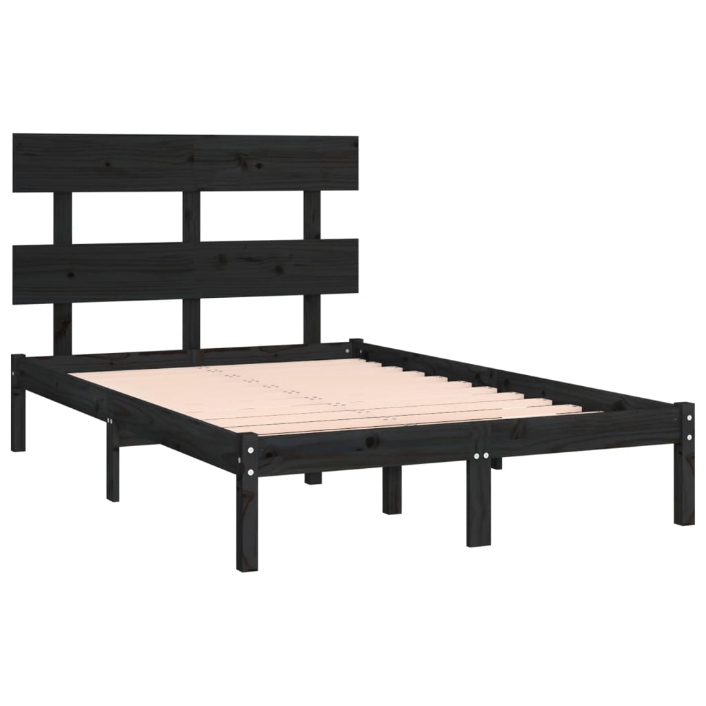 Bed Frame without Mattress Black 150x200 cm Solid Wood