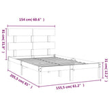Bed Frame without Mattress Black 150x200 cm Solid Wood - Rear View