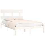 Bed Frame without Mattress White 183x203 cm King Solid Wood - Side View