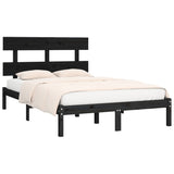 Bed Frame without Mattress Black 183x203 cm King Solid Wood - Side View