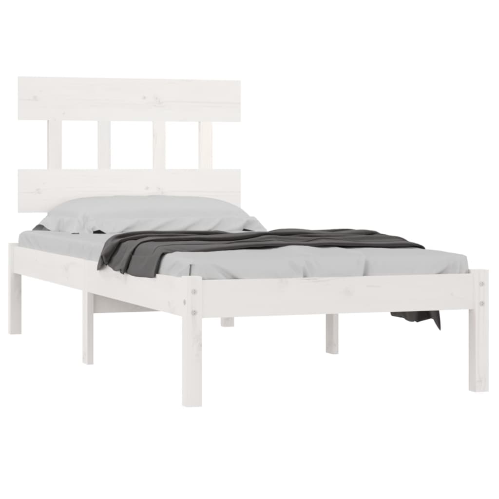 Bed Frame without Mattress White 90x190 cm Solid Wood