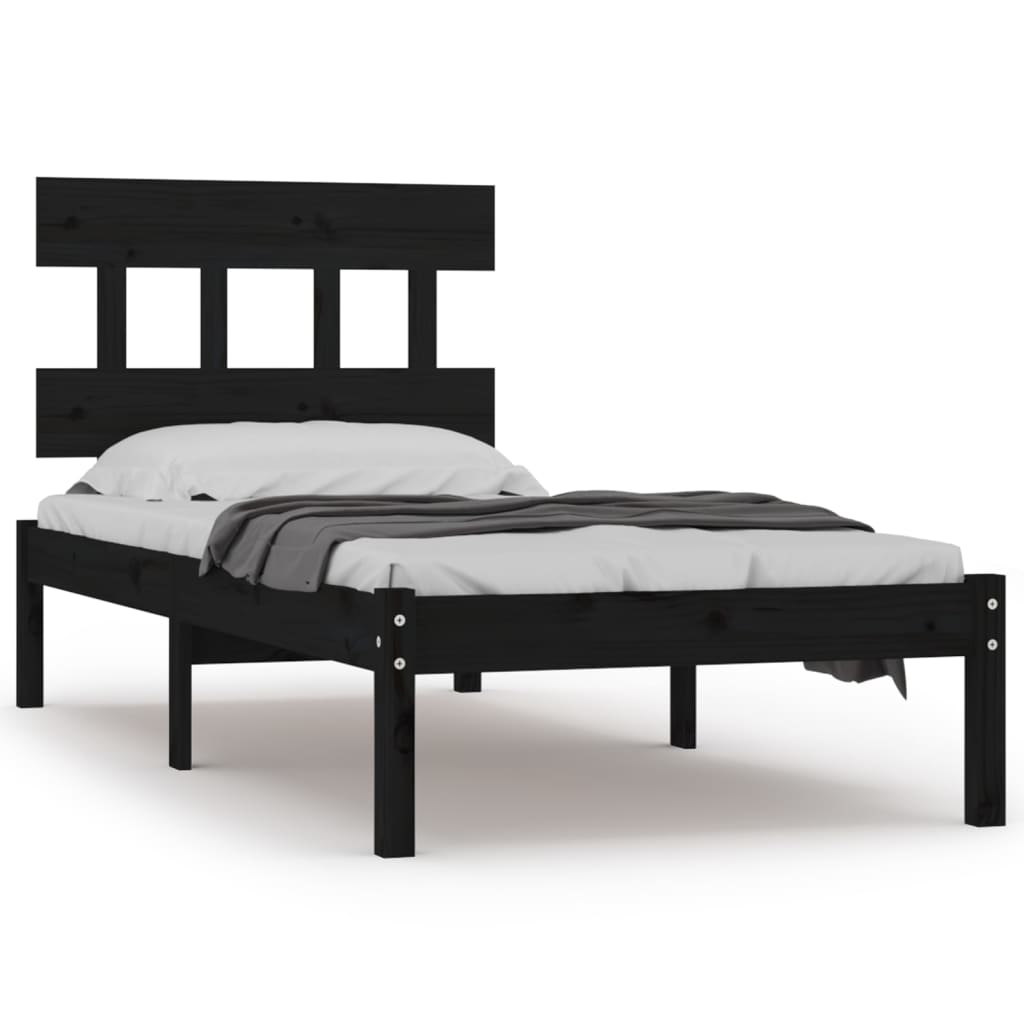 Bed Frame without Mattress Black 90x190 cm Solid Wood