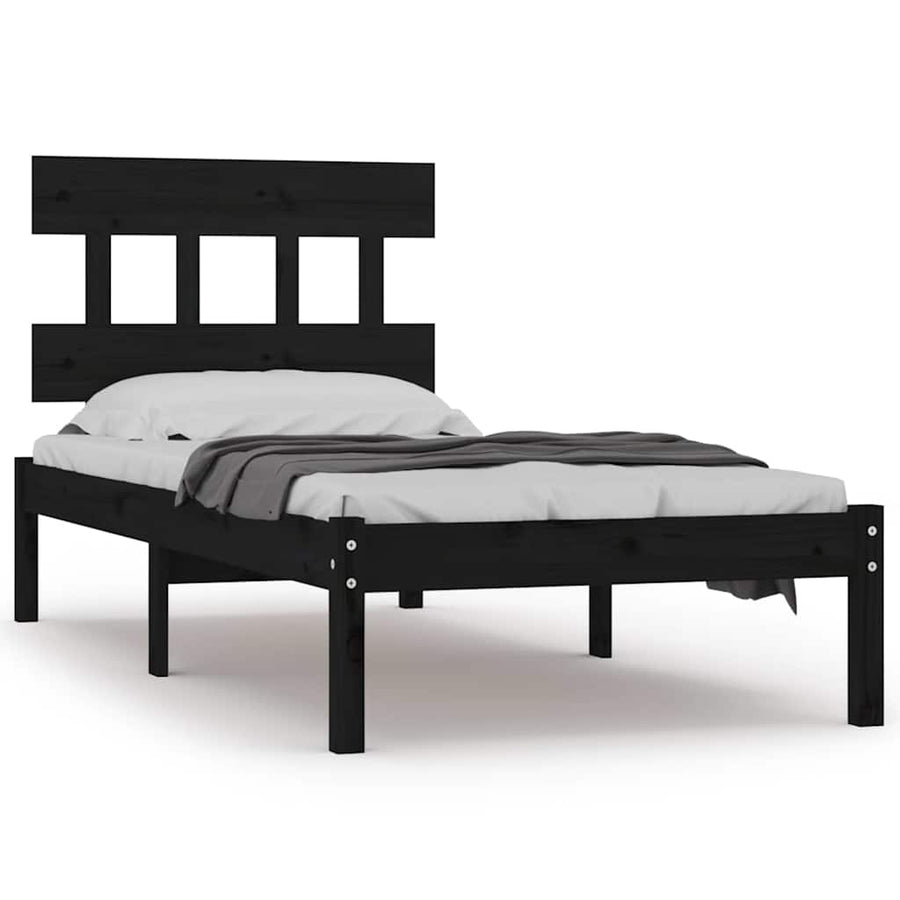 Bed Frame without Mattress Black 90x190 cm Solid Wood