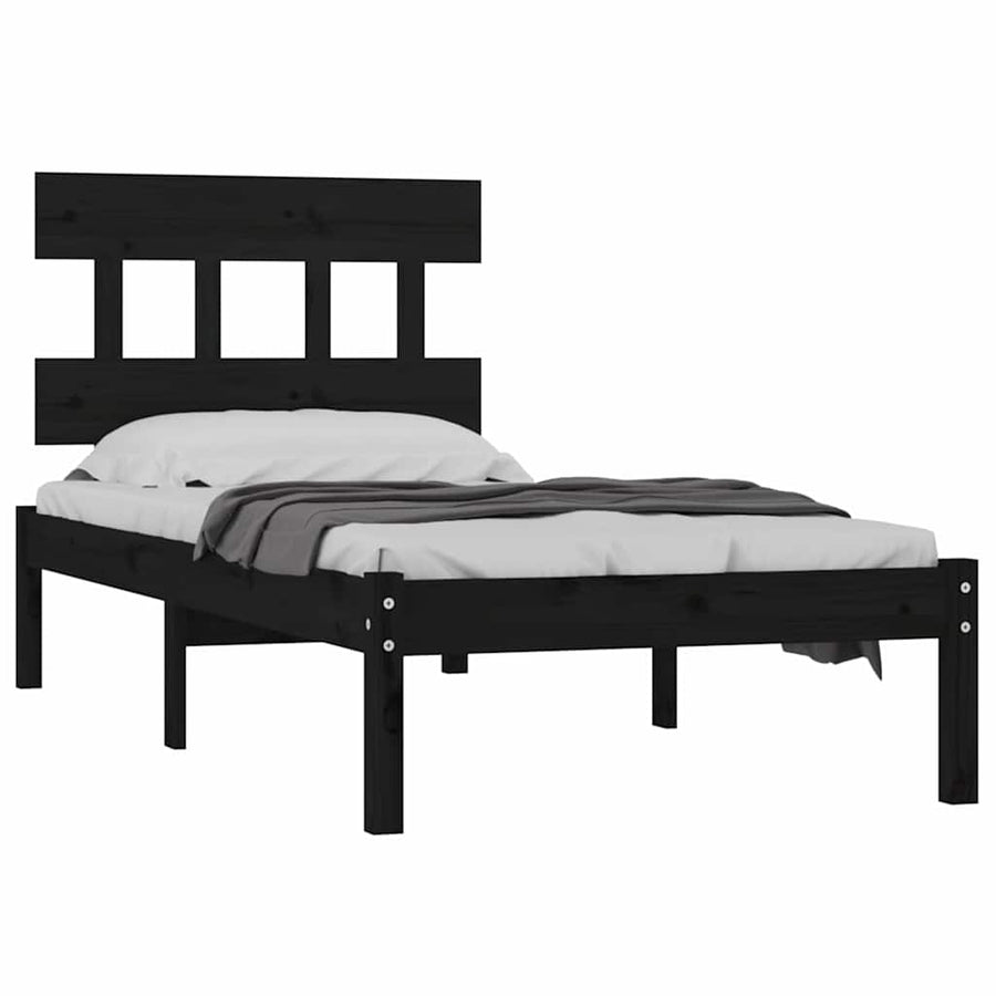 Bed Frame without Mattress Black 90x190 cm Solid Wood