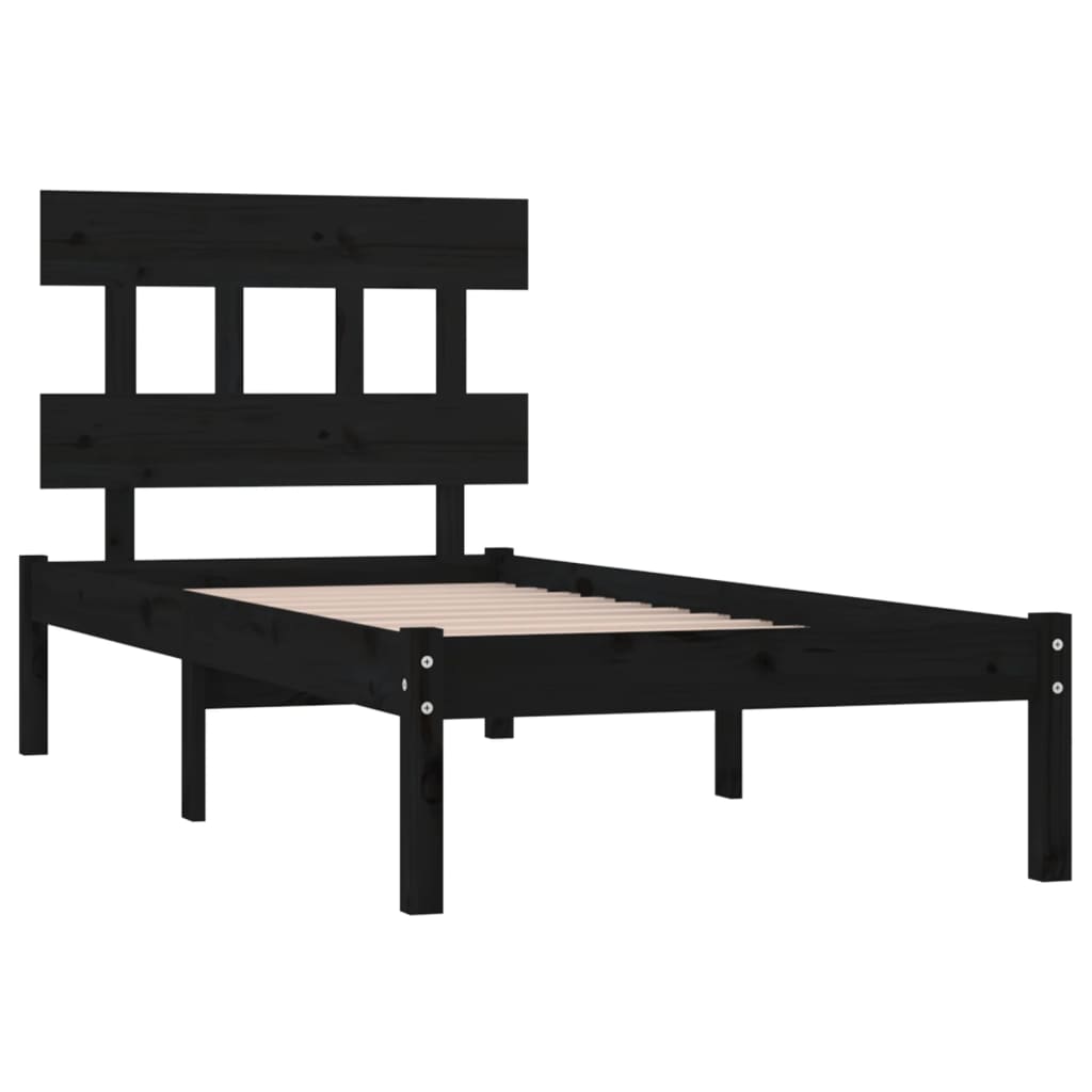 Bed Frame without Mattress Black 90x190 cm Solid Wood