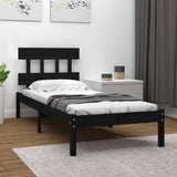 Bed Frame without Mattress Black 90x190 cm Solid Wood