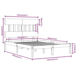 Bed Frame without Mattress 135x190 cm Solid Wood - Rear View