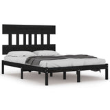 Bed Frame without Mattress Black 135x190 cm Solid Wood - Front View