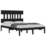 Bed Frame without Mattress Black 135x190 cm Solid Wood - Side View