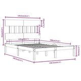 Bed Frame without Mattress Black 135x190 cm Solid Wood - Rear View