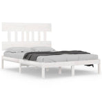 Bed Frame without Mattress White 150x200 cm Solid Wood