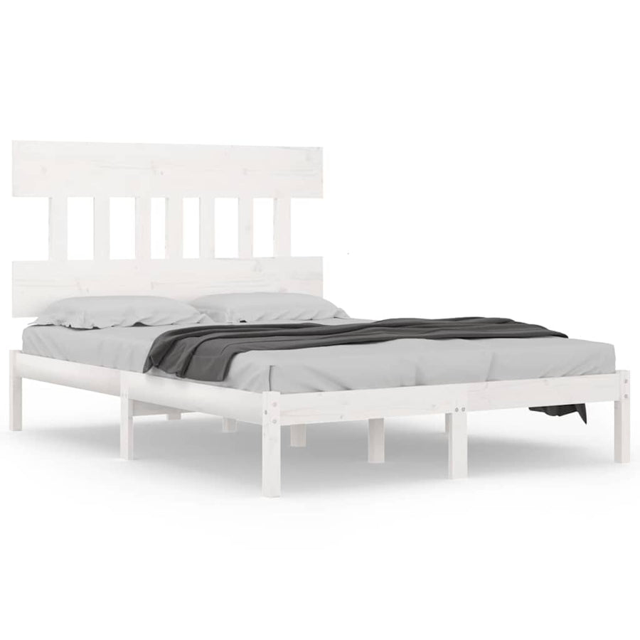 Bed Frame without Mattress White 150x200 cm Solid Wood