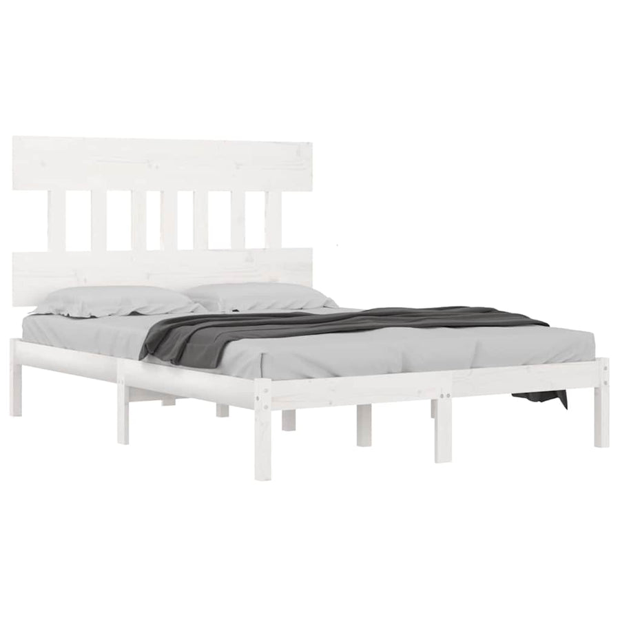 Bed Frame without Mattress White 150x200 cm Solid Wood