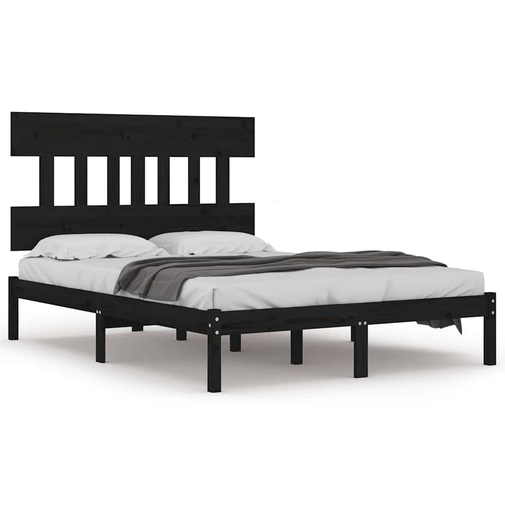 Bed Frame without Mattress Black 150x200 cm Solid Wood