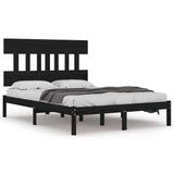 Bed Frame without Mattress Black 150x200 cm Solid Wood - Front View