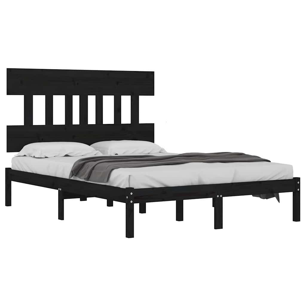 Bed Frame without Mattress Black 150x200 cm Solid Wood