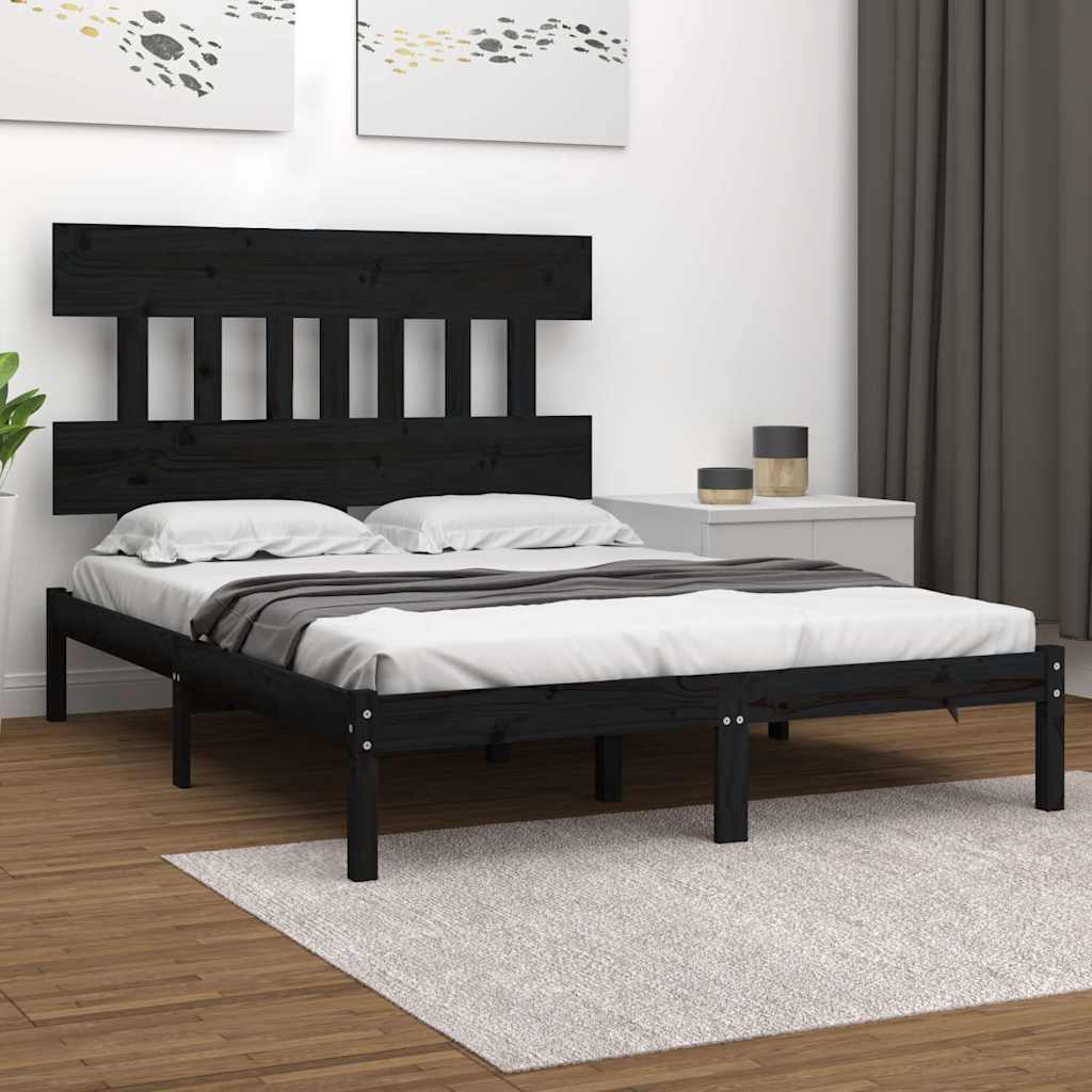 Bed Frame without Mattress Black 150x200 cm Solid Wood