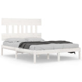 Bed Frame without Mattress White 183x203 cm King Solid Wood - Front View